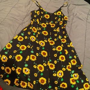 Sunflower skull strappy skater dress